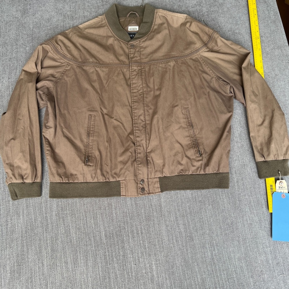 David Taylor Bomber Jacket Mens 2XL Brown Long Sleeve Snap Inside Zip Outdoor